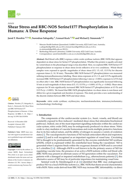 Shear Stress and RBC-NOS Serine1177 Phosphorylation in Humans: a Dose Response