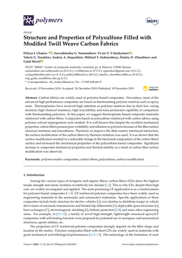 Structure and Properties of Polysulfone Filled with Modified