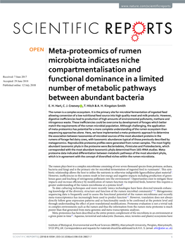 Meta-Proteomics of Rumen Microbiota Indicates Niche
