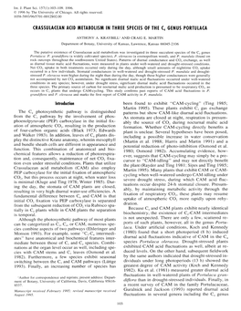 Crassulacean Acid Metabolism in Three Species of the C4 Genus Portulaca