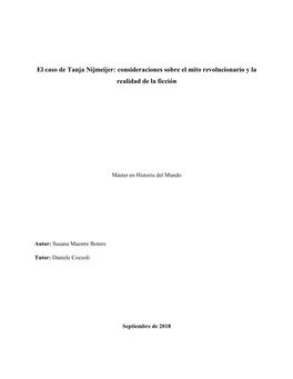 El Caso De Tanja Nijmeijer: Consideraciones Sobre El Mito Revolucionario Y La Realidad De La Ficción