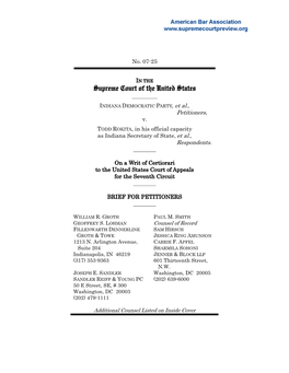 Brief of Petitioner for Indiana Democratic Party V. Todd Rikita, 07