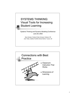 SYSTEMS THINKING: Visual Tools for Increasing Student Learning