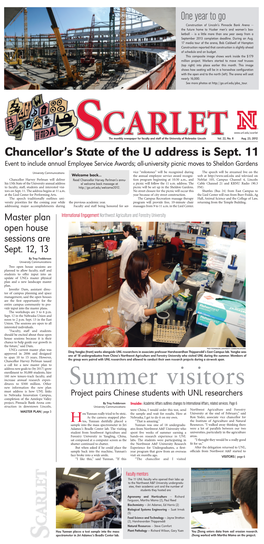 Chancellor's State of the U Address Is Sept. 11