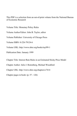 Interest Rate Rules in an Estimated Sticky Price Model