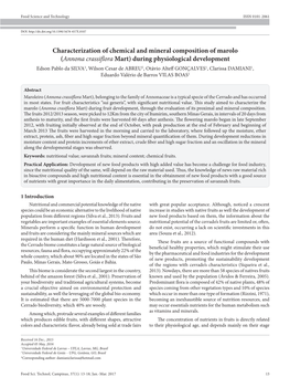 Characterization of Chemical and Mineral Composition of Marolo (Annona Crassiflora Mart) During Physiological Development