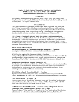 “Angels of the Poor,” Their National Short Feature Radio Ministry on 125 Stations Daily, Distributed by GSF & Assoc., Nashville, TN