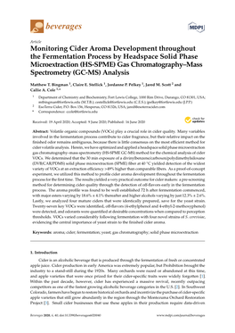 Monitoring Cider Aroma Development Throughout the Fermentation