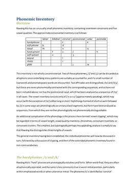 RA Draft Phonology Sketch