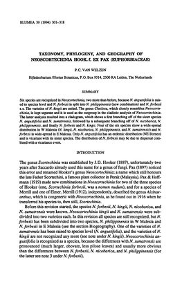 Taxonomy, Phylogeny, and Geography Of