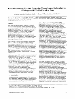 Uraninite-Bearing Granitic Pegmatite, Moore Lakes, Saskatchewan: Petrology and U-Th-Pb Chemical Ages