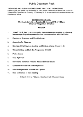 (Public Pack)Agenda Document for Exmoor Area Panel, 22/01/2019 19