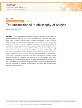 The Unconditioned in Philosophy of Religion
