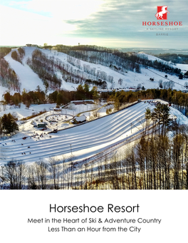 Horseshoe Resort Meet in the Heart of Ski & Adventure Country Less Than an Hour from the City Welcome to Horseshoe