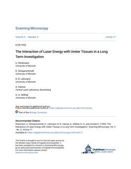The Interaction of Laser Energy with Ureter Tissues in a Long Term Investigation