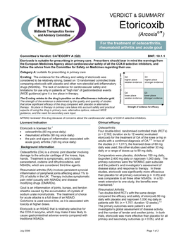 Etoricoxib (Arcoxia®▼)