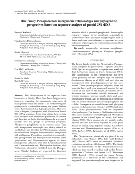 The Family Pleosporaceae: Intergeneric Relationships and Phylogenetic Perspectives Based on Sequence Analyses of Partial 28S Rdna