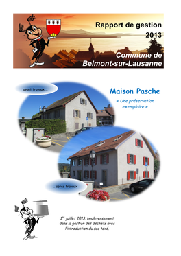 Rapport De Gestion 2013 Commune De Belmont-Sur-Lausanne Maison