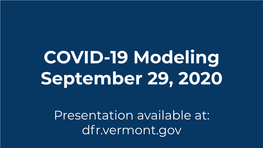 COVID-19 Modeling September 29, 2020