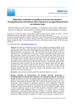 Biomarker Evaluation in Jundiara (Leiarius Marmoratus X Pseudoplatystoma Reticulatum) After Exposure to an Agrochemical Used on Soybean Crops