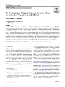 The Dark Geocultural Heritage of Volcanoes: Combining Cultural and Geoheritage Perspectives for Mutual Benefit