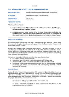 5.6. Macrossan Street - State Road Designation