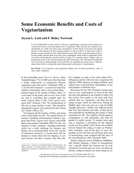 Some Economic Benefits and Costs of Vegetarianism