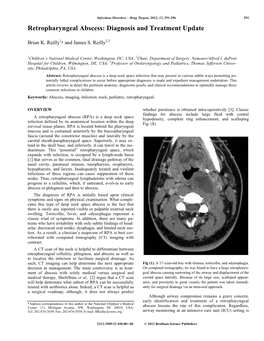 Retropharyngeal Abscess: Diagnosis and Treatment Update