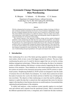 Systematic Change Management in Dimensional Data Warehousing R