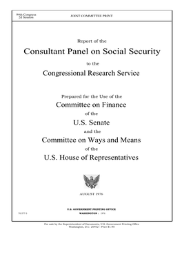 Consultant Panel on Social Security