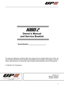 Owner's Manual and Service Booklet