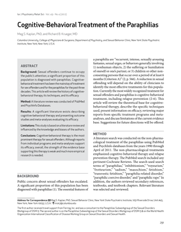 Cognitive-Behavioral Treatment of the Paraphilias