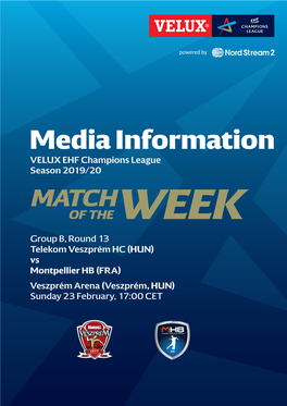 Media Information VELUX EHF Champions League Season 2019/20