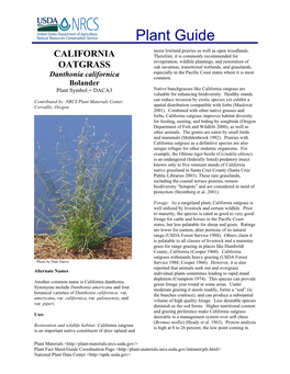 Plant Guide for California Oatgrass