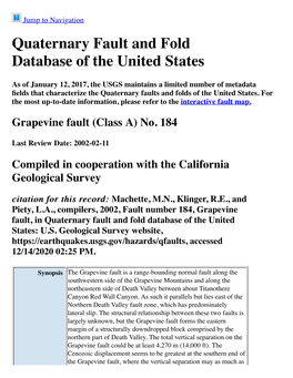 Quaternary Fault and Fold Database of the United States