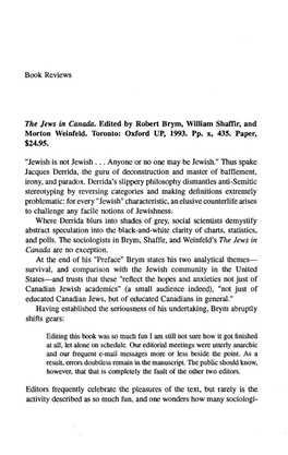 Book Reviews the Jews in Canada