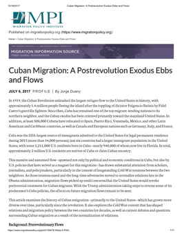 Cuban Migration: a Postrevolution Exodus Ebbs and Flows