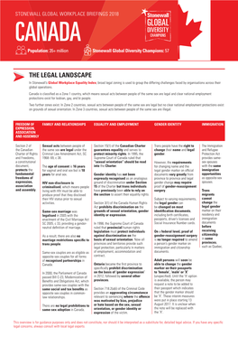 CANADA Population: 35+ Million Stonewall Global Diversity Champions: 57