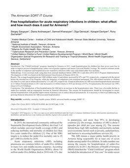 The Armenian SORT IT Course Free Hospitalization for Acute Respiratory