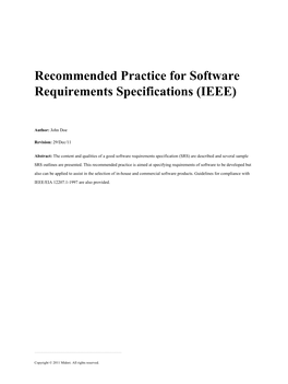 Recommended Practice for Software Requirements Specifications (IEEE)