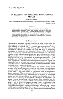 ON SELECTION for INBREEDING in POLYGYNOUS Clutton