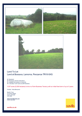 Land to Let Land at Bossava, Lamorna, Penzance TR19 6XG