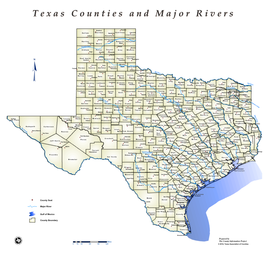 Texas Counties and Major Rivers