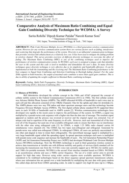 Comparative Analysis of Maximum Ratio Combining and Equal Gain Combining Diversity Technique for WCDMA: a Survey