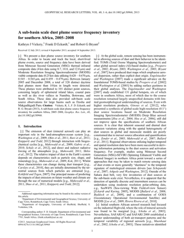 A Sub-Basin Scale Dust Plume Source Frequency Inventory for Southern Africa, 2005–2008 Kathryn J Vickery,1 Frank D Eckardt,1 and Robert G Bryant2