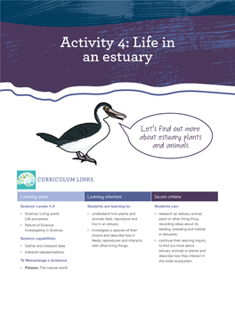 Estuaries Education Resource Activity 4. Life in an Estuary