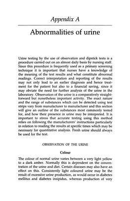 Abnormalities of Urine