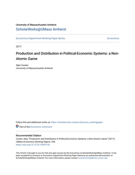 Production and Distribution in Political-Economic Systems: a Non-Atomic Game