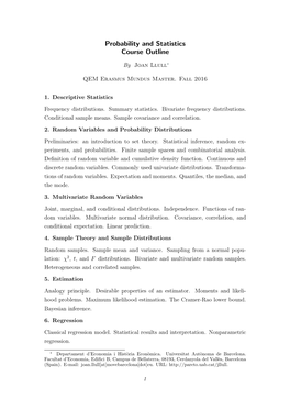 Probability and Statistics Course Outline