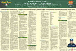 I, Commissioner David Manning, Controller, by Virtue of the Powers Conferred by Section 9 of the National Pandemic Act 2020